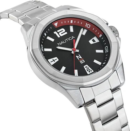 Vista 3 de Nautica N83 NAPTBF104 N83 Tortuga Bay - Reloj de pulsera para hombre, color plateado, negro y negro, plateado, Moderno