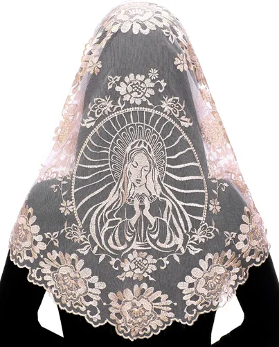 Vista 25 de Bozidol Iglesia Mantilla - Velo Católico Con Triángulo Sagrado Virgen Bordado - Velo Capilla Masa Tradicional