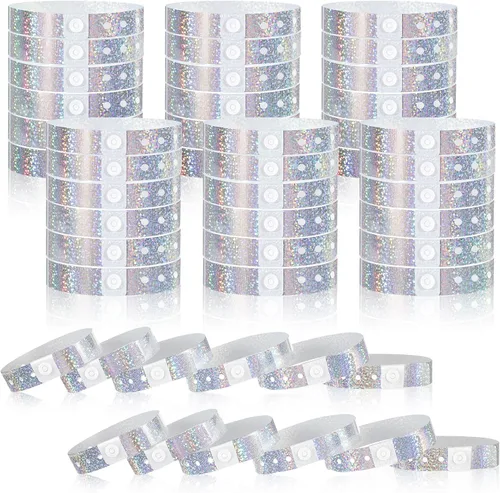 Vista 25 de 600 pulseras de plástico para eventos, vinilo, colores surtidos Adjustable Snap, Bulk Waterproof Neon Colored Arm Bands, For Admission Pools