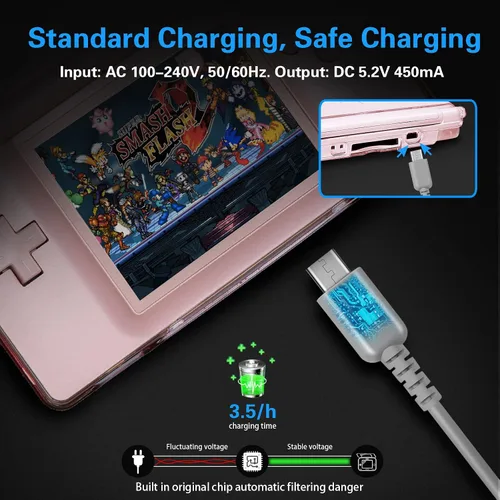 Vista 4 de DS Lite - Kit de cargador compatible con Nintendo DS Lite 100-240V adaptador de enchufe de pared con 4 lápices capacitivos para Nintendo DS Lite