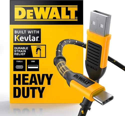 Vista 12 de DEWALT Cable USB C resistente, cable de carga USB A a tipo C de nailon trenzado de alta calidad, carga rápida para iPhone 17/16/15, Samsung Galaxy