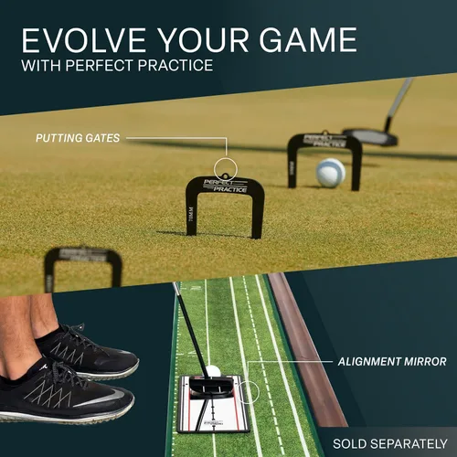 Vista 8 de Perfect Practice Putting Mat & Golf Chipping Net - Indoor Golf Training Aid Indoor putting green and chip shot practice, crystal velvet turf