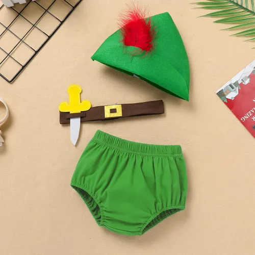 Vista 2 de IBTOM CASTLE Traje de 1 Navidad para bebé, niña, niño, falda con tirantes, sombrero, cuello o pantalones, pajarita, sombrero de Papá Noel, elfo