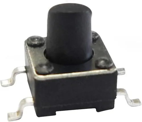 Vista 4 de Interruptor táctil de 0.177 x 0.177 x 0.150 in, 3 pines, interruptor de botón pulsador, actuador lateral, orificio pasante, interruptor micro táctil