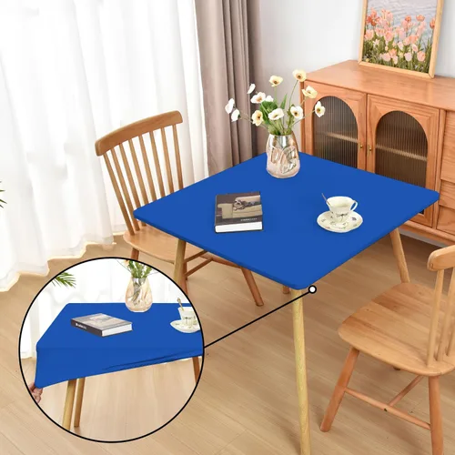 Vista 52 de Mantel ajustado blanco con elástico para mesas plegables de 48x48 pulgadas, manteles lavables y elásticos de elastano para mesas de cartas, manteles