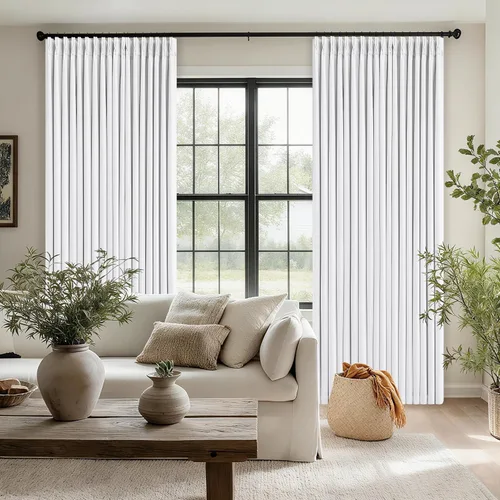Vista 90 de Juego de 2 paneles de cortinas plisadas negras de 80 pulgadas para sala de estar, cortinas plisadas de lino con forro de 80 pulgadas de largo, 100%