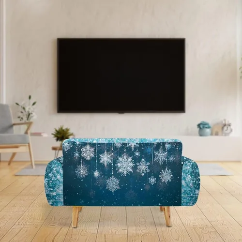 Vista 2 de Boatee Fundas de sofá de 1 pieza con diseño de copo de nieve azul, fundas elásticas para sofá, 1 cojín, protección de muebles, decoración para sala
