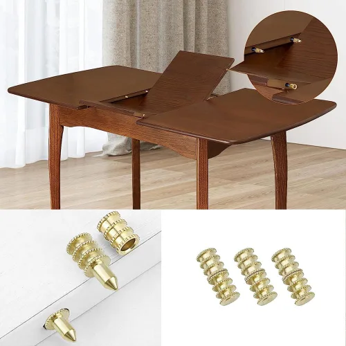 Vista 5 de ZYAMY 15 unids latón hoja hoja pasador mesa perno manga conectores mesa hoja hardware oro mesa pasadores extensión mesas accesorios hardware
