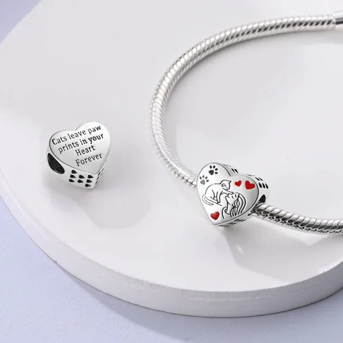 Vista 3 de MULA Dijes de plata de ley 925 para pulseras y collares, lindos gatos, perros, elefantes, animales, familia, cuentas, colgantes, joyería para mujer
