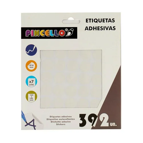 Vista 3 de Etiquetas adhesivas Pincello Blanco Ø 18 mm 17 x 4 x 19,5 cm (12 Unidades)