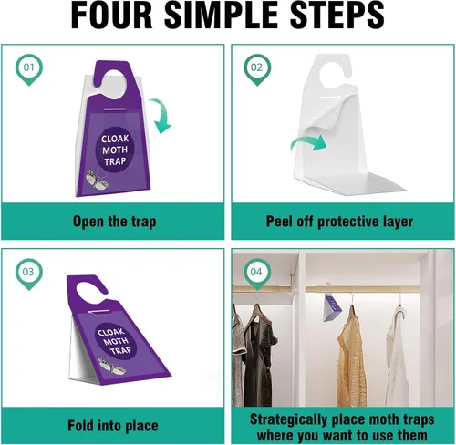 Vista 3 de Trampas para polillas, mata polillas de ropa con feromona de pegamento adhesivo, no tóxica, sin olor, trampa orgánica para polillas de comida