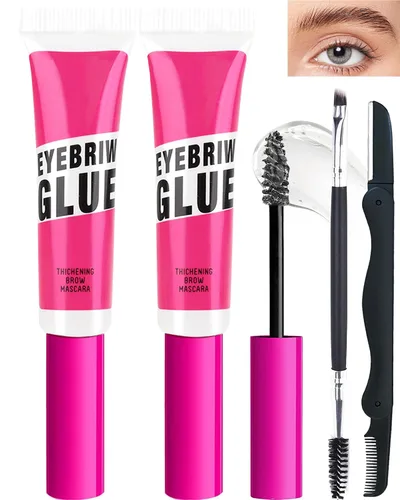 Vista 8 de Kit de gel de cejas teñido impermeable, gel de rímel de cejas engrosante y pegamento de cejas de ajuste transparente, crema de cejas de relleno