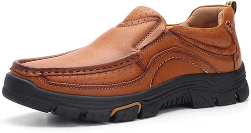 Vista 2 de Mocasines casuales para hombre, zapatos de cuero para caminar
