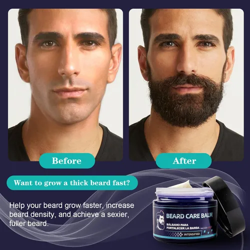 Vista 2 de Bálsamo para barba para hombres, una fórmula nutritiva y fortalecedora enriquecida con extractos de plantas, haciendo que tu barba parezca más