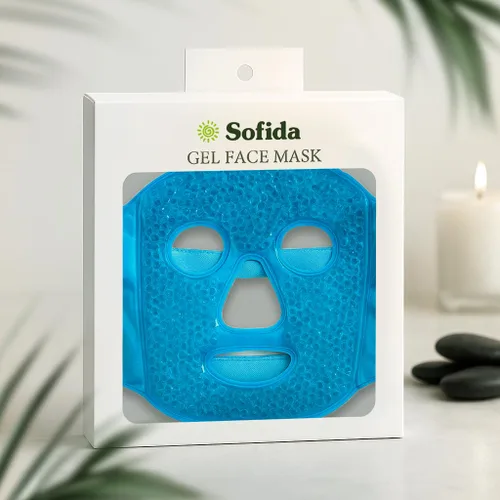Vista 2 de Máscara facial de gel frío y caliente, reduce las ojeras hinchadas, bolsas debajo de los ojos, migrañas, alivio del estrés, paquete de terapia