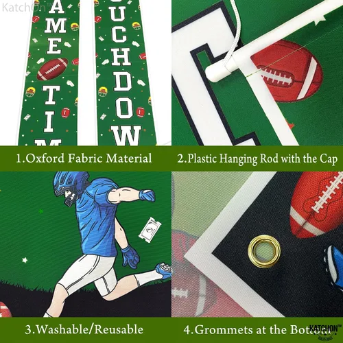 Vista 3 de KatchOn, XtraLarge - Cartel de fútbol para porche, 72 x 12 pulgadas, decoración de fiesta de fútbol, pancarta de bienvenida de fútbol de touchdown