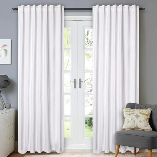 Vista 3 de Hausattire Cortinas de algodón de 50 x 84 pulgadas, juego de 2 paneles de cortina para ventana, pestaña inversa superior y pestaña trasera, cortinas