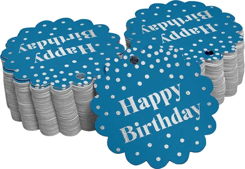 Vista 59 de Etiquetas de papel para colgar con texto en inglés «Happy Birthday» (50 unidades)