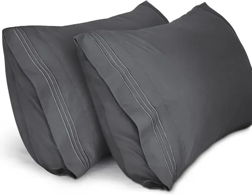 Vista 21 de Lirex Fundas de almohada (paquete de 2), fundas de almohada de microfibra cepillada suave de 1800 hilos, lavables a máquina, sin arrugas, Beige