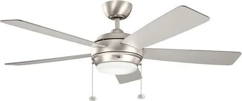 Vista 12 de KICHLER 330174PN Ventilador de techo con 5 aspas plateadas/nogal con luz de 53 vatios, níquel pulido Ventilador de 5 aspas con cristal opal
