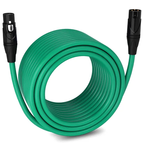 Vista 104 de LyxPro Cable de micrófono XLR hembra a macho de ángulo recto de 3 pines de 1.5 pies para altavoces amplificados, interfaz de audio, rendimiento
