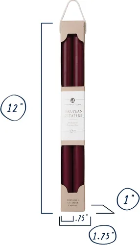 Vista 4 de Northern Lights Candles - 12" 2PK Premium Tapers, Burdeos - 72884