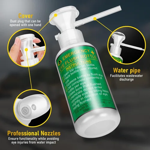 Vista 6 de Magula Estación de lavado de ojos portátil de 17 oz*2 aprobada por la OSHA, sin BPA, kit de lavado de ojos de primeros auxilios montado en la pared