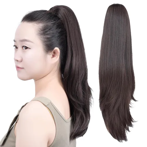 Vista 73 de SYXLCYGG Auburn Clip Cola de caballo Clip Cola de caballo Extensión de cola de caballo ondulado 10 pulgadas 3.5 oz pelo sintético falso pieza