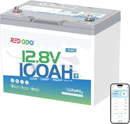 Vista 8 de Redodo - Batería de ciclos profundos LiFePO4 de 12 V y 100 Ah