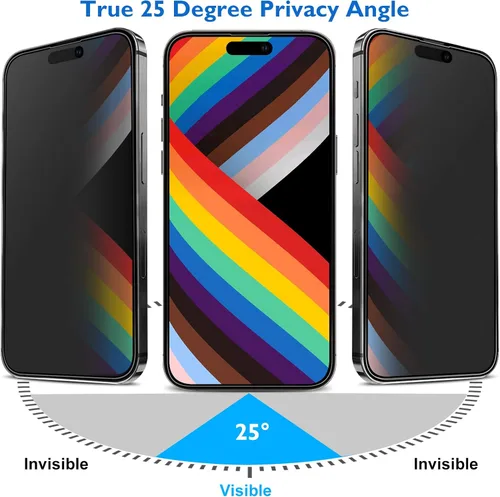 Vista 2 de Mothca Protector de pantalla mate de privacidad para iPhone 14 Pro Max de 6.7 pulgadas con pegatina de alineación, vidrio templado antiespía