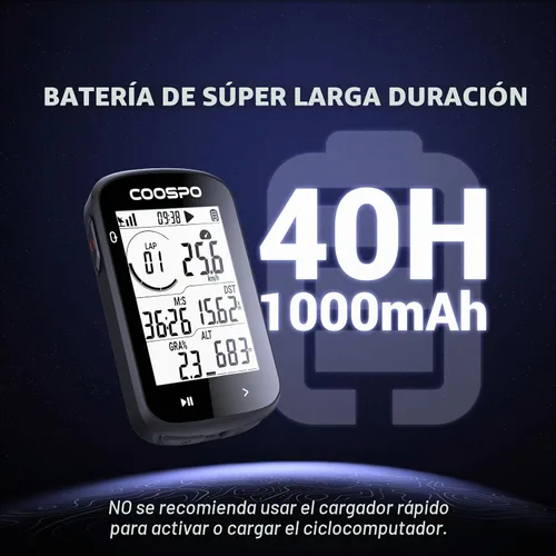 Vista 6 de COOSPO CS300 - Computadora de bicicleta con GPS, computadora de ciclismo inalámbrica con pantalla LCD de retroiluminación automática 2.6