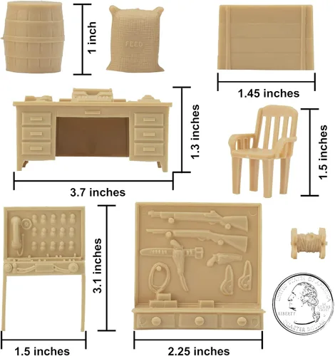 Vista 3 de BMC Classic Marx Military Base Camp - 44 piezas de plástico ejército hombres Playset Accesorios