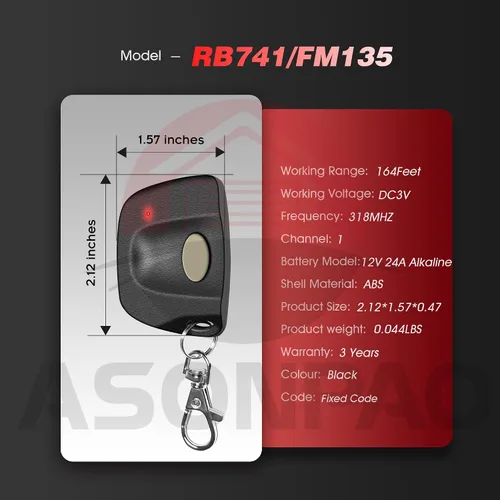 Vista 8 de ASONPAO 3 para Mighty Mule GTO - Abridor de puerta remoto FM135 MMT103 RB741, certificado por la FCC