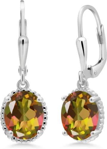 Vista 12 de Gem Stone King Aretes colgantes de gota para mujer, plata de ley 925, piedra natal ovalada de 0.354 x 0.276 in, joyería fina, regalos para ella