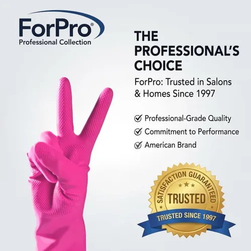 Vista 2 de ForPro - Guantes de goma natural, 6 pares de guantes reutilizables multiusos para limpieza del hogar con forro interior suave, impermeables