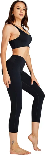 Vista 6 de COOLOMG Leggings de yoga para mujer, mallas para correr, leggings de tiro bajo, para entrenamiento, gimnasio, con bolsillos ocultos