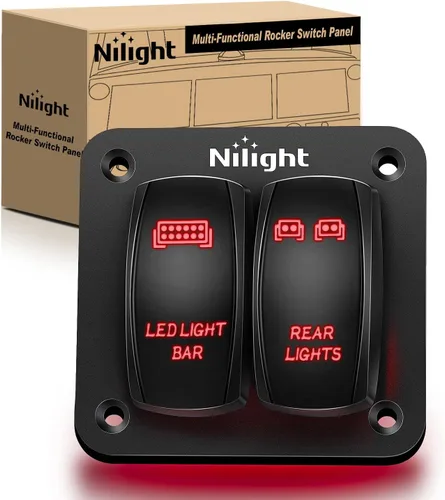 Vista 16 de Nilight 90104B - Barra de luz LED trasera láser de aluminio de 2 velocidades con interruptor basculante a palanca precableado de encendido y apagado