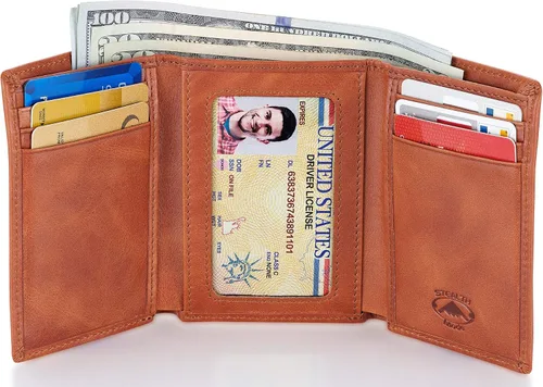 Vista 2 de Stealth Mode Trifold portafolios de piel RFID bloqueo, bolso para hombres