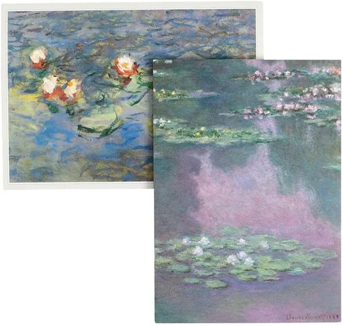 Vista 3 de Caspari Divertida tarjeta de notas en caja de Claude Monet en blanco