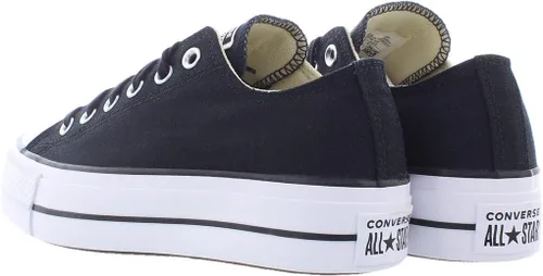 Vista 7 de Converse Chuck Taylor All Star Low Top (versión internacional), tenis deportivos para mujer de EE. UU, Elevador de lonaNegroBlancoBlanco