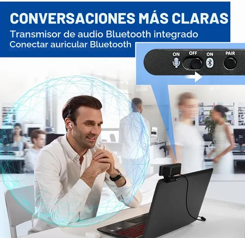 Vista 2 de Gsou - Cámara web 1080P con micrófono para escritorio, corrección automática de luz, cubierta de privacidad, cámara web de computadora, conexión