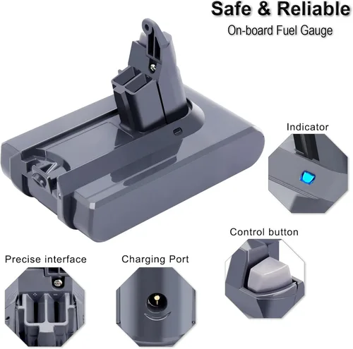 Vista 5 de Biswaye Compatible con Dyson V6 Batería de repuesto compatible con Dyson V6 DC62 DC59 DC58 SV03 SV04 SV06 SV09 Slim Animal Absolute Motorhead 21.6V