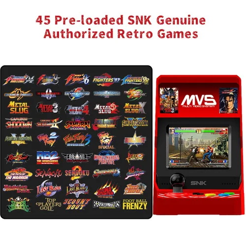 Vista 2 de UNICO MVS Mini Home Arcade Machine, 45 juegos clásicos precargados 10 KOF 5 Metal SLUG 7 Fatal Fury 6 Samurai SHODOWN y más, pantalla de 3.5