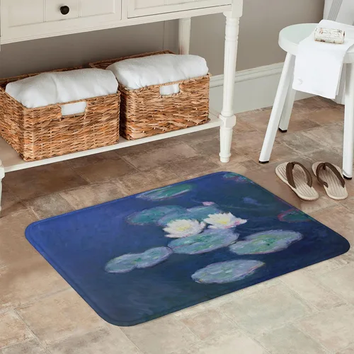 Vista 6 de INVIN ART Claude Monet Water Lilies Evening Non-Slip Door Mat Art Decor