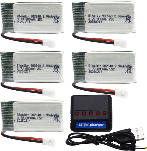 Vista 7 de Blomiky Paquete de 5 baterías Li-PO 25C MX2.0 de 3.7 V 800 mAh y caja de tablero 4 en 1 para Syma X5SW X5C-1 X5 X5C X5SC H42 T5W H5C CW4 SS40 FQ36