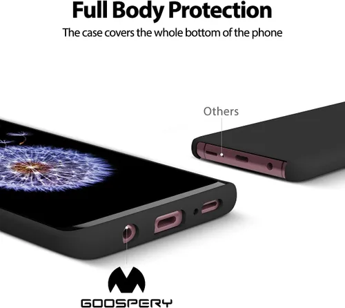 Vista 3 de GOOSPERY Funda de silicona líquida para Galaxy S9 Plus (2018) Silky-Soft Touch Full Body Protection Funda a prueba de golpes con forro de microfibra