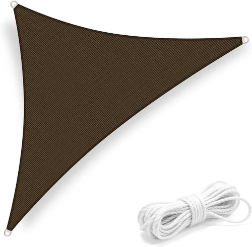 Vista 7 de E&K Sunrise Vela de sombra solar triangular derecha de 10' x 10' x 14.1' pies, toldo cubierta de sombra con bloqueo UV para patio, jardín trasero