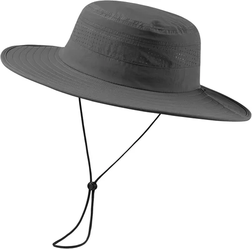 Vista 6 de Sombrero de cubo de sol con ala plegable UPF 50+ resistente al agua con malla perforada láser ajustable para hombres y mujeres al aire libre Caqui