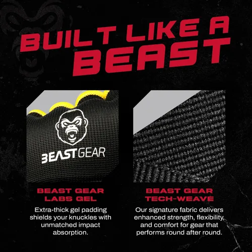 Vista 4 de Beast Gear Guantes interiores de boxeo con relleno de gel, correas de muñeca rápidas de 39.4 in para hombres y mujeres - MMA, Muay Thai, Kickboxing