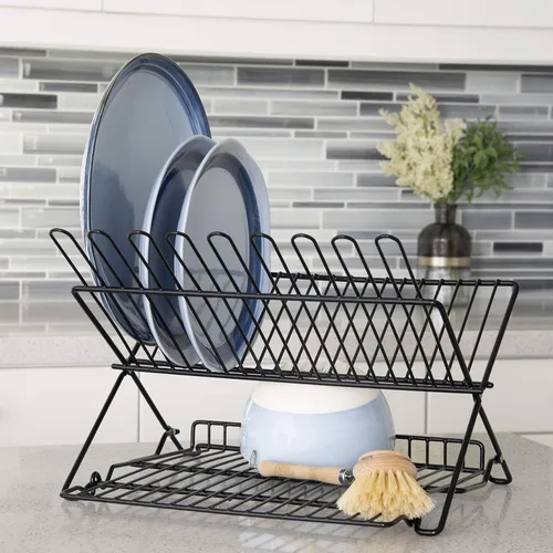 Vista 4 de Better Houseware 1489 gran secaplatos plegable, en color negro, Acero, Negro, L